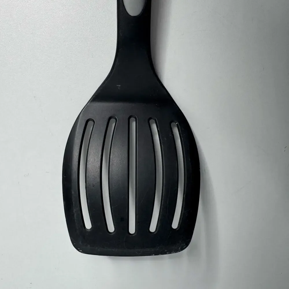 Calphalon Slotted Spatula Flipper Turner Black Nylon Gray Silicone Utensil 13.5”